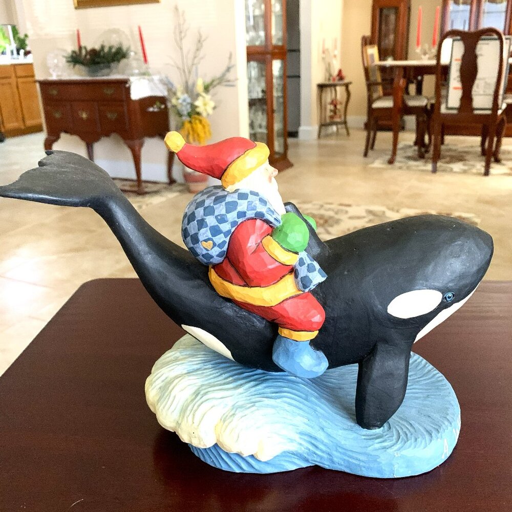 Vtg House of Hatten 'A Whale of a Christmas' Santa Riding Orca - Susan M. Smith